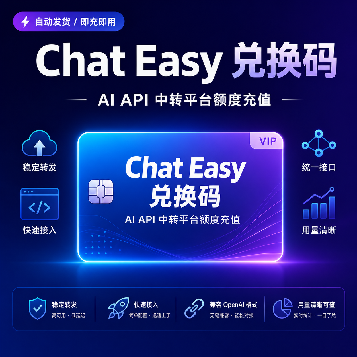 ChatEasy 中转站额度 10～100 刀 兑换码